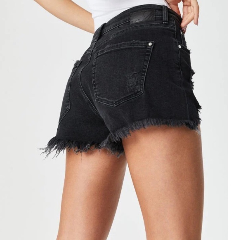 Mavi Jean Shorts- Black, Distressed, Stretch Material